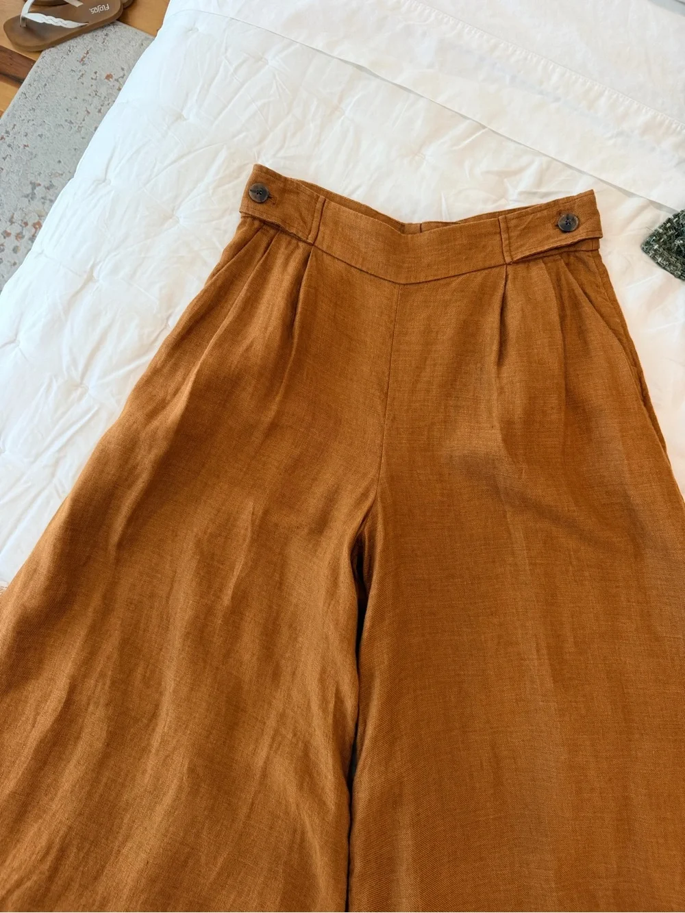 Banana Republic cinnamon Brown Lina Linen Wide-Leg Trousers